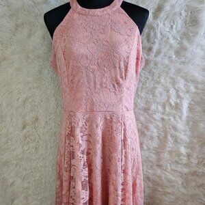 Dressystar Women's Halter Floral Lace Cocktail Party Dress Hi-Lo- Bridesmaid XL